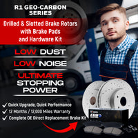 R1 Concepts R1 18-20 Audi S5 Sportback Front Drill/Slot Carbon Coated Rotor Set w/Euro Ceramic Pads