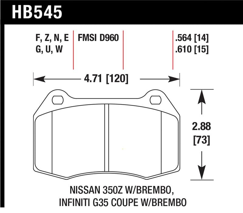 Hawk Performance Hawk 2003-2004 Infiniti G35 (w/Brembo Brakes) HPS 5.0 Front Brake Pads