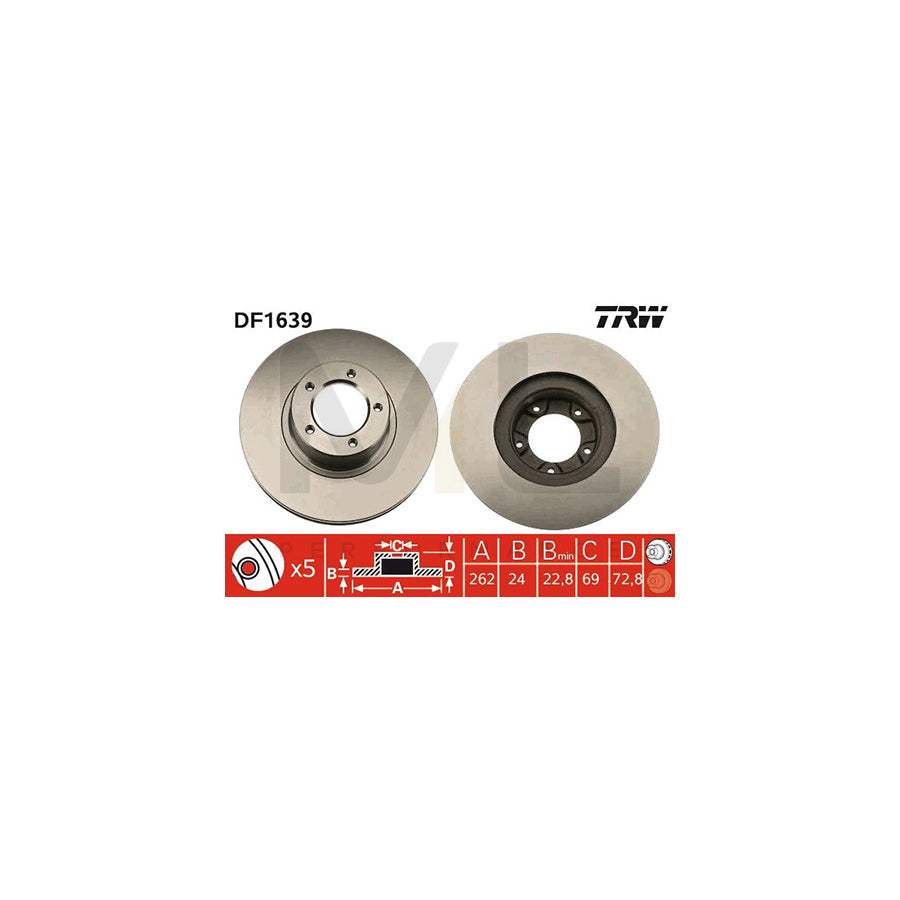 TRW DF1639 Brake Disc Vented | Performance Parts Direct Car Parts