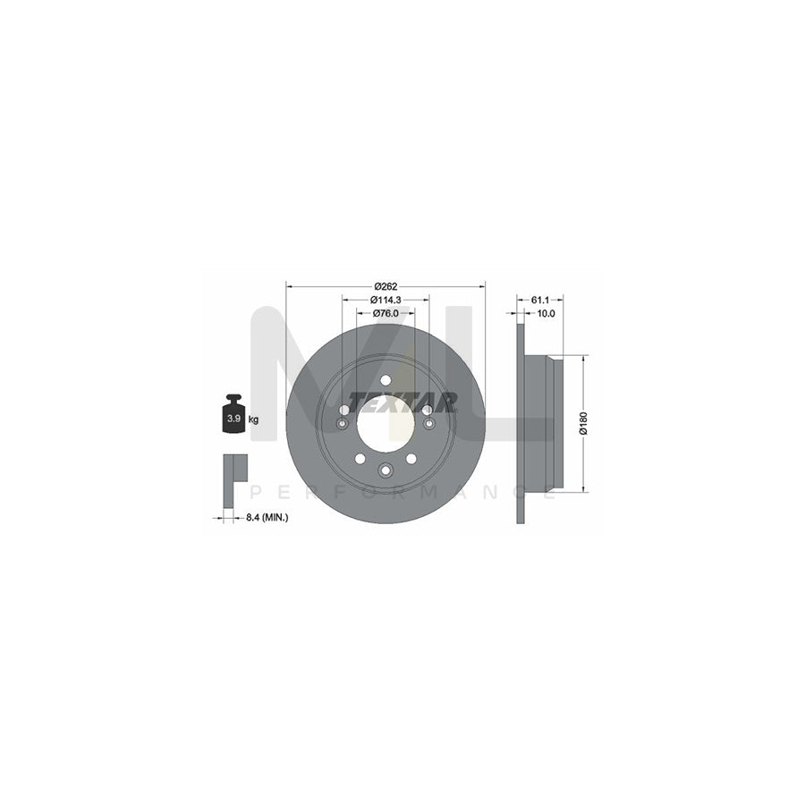 TEXTAR 92161700 Brake Disc Solid, without wheel hub, without wheel studs | Performance Parts Direct Car Parts