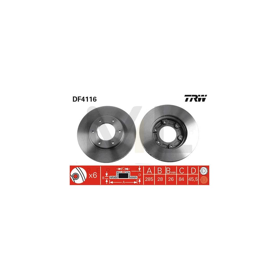 TRW DF4116 Brake Disc Vented, Painted | Performance Parts Direct Car Parts