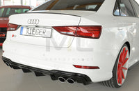 Rieger 00088185 Audi 8V S3 Rear Diffuser for Original Twin Tailpipe Left & Right - Glossy Black