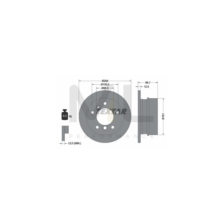 TEXTAR 92137500 Brake Disc Solid, without wheel hub, without wheel studs | Performance Parts Direct Car Parts