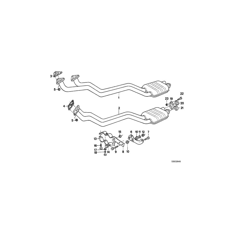 Genuine BMW 18101712181 E34 Exhaust Pipe Front Silencer (Inc. 520i & 525i)