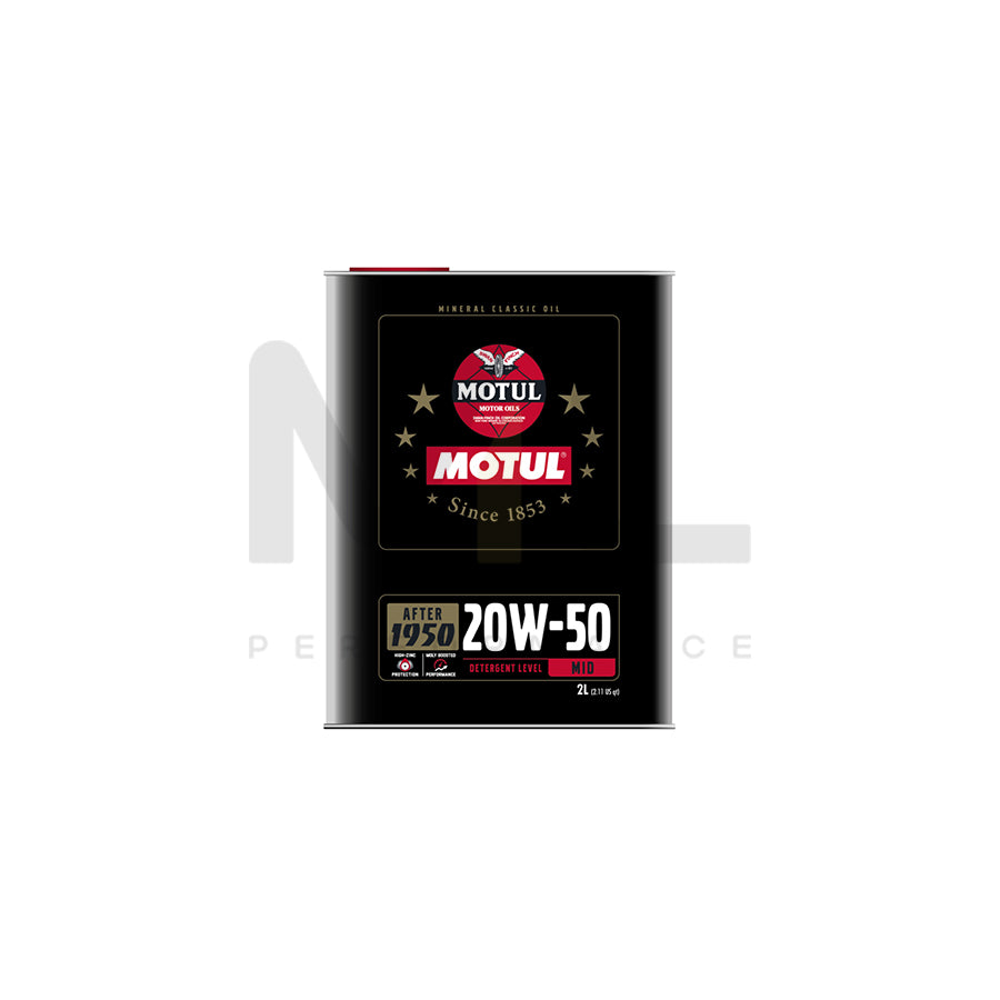 Motul Classic 20w-50 Mid Detergent Mineral Car Engine Oil 2l