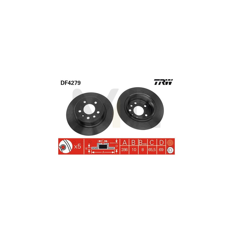 TRW DF4279 Brake Disc for SAAB 9-5 Solid, Painted | Performance Parts Direct Car Parts