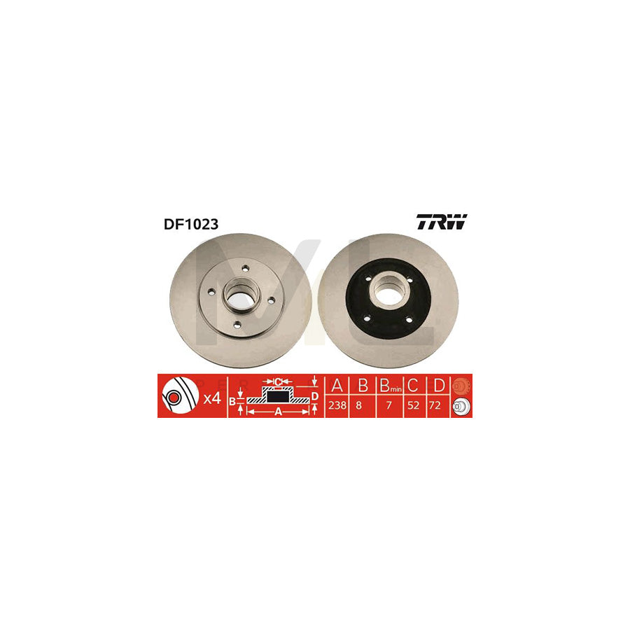 TRW DF1023 Brake Disc Solid | Performance Parts Direct Car Parts