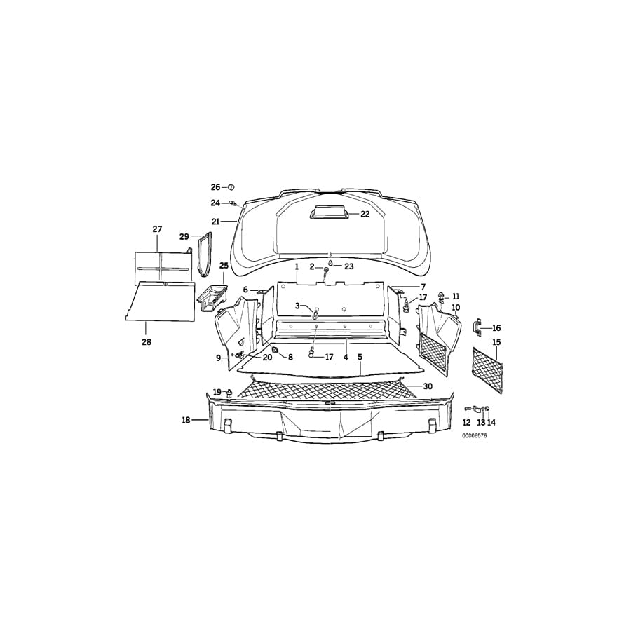 Genuine BMW 51478108367 E31 Panel Wheel Housing Part.Trunk Left SCHIEFER (Inc. 850Ci)