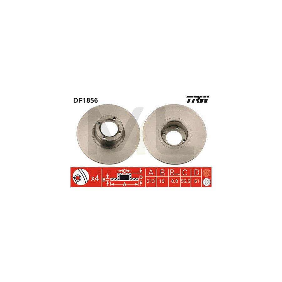 TRW DF1856 Brake Disc Solid, Painted | Performance Parts Direct Car Parts