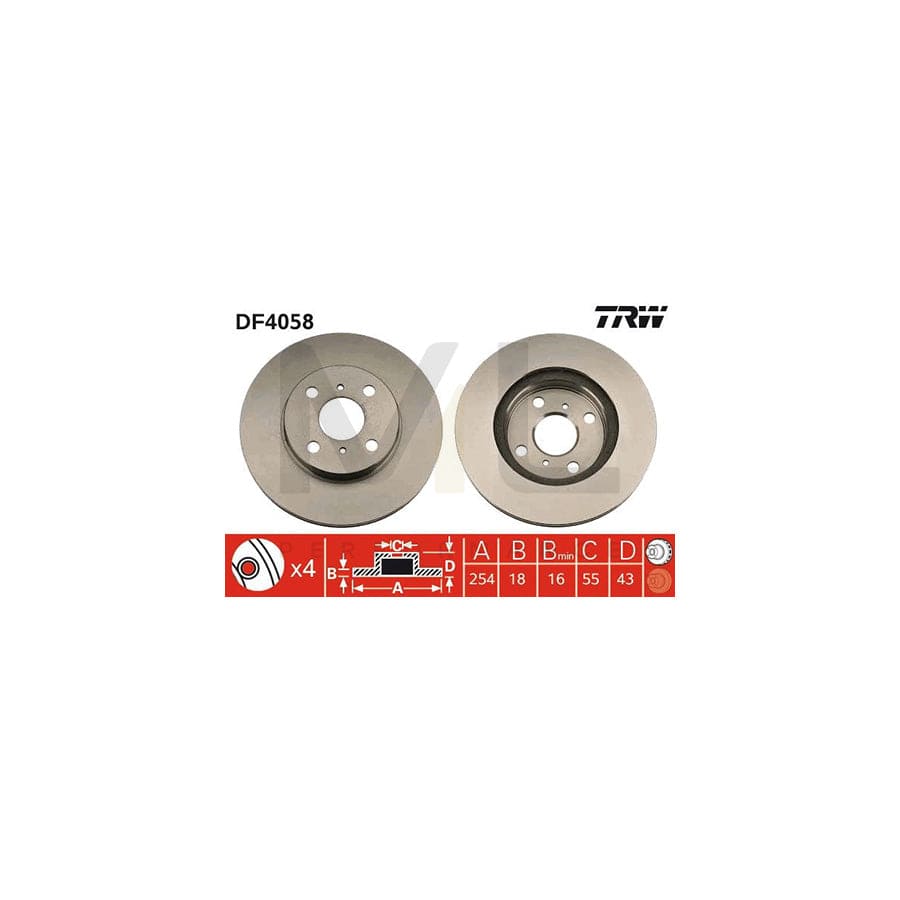 TRW DF4058 Brake Disc Vented, Painted | Performance Parts Direct Car Parts