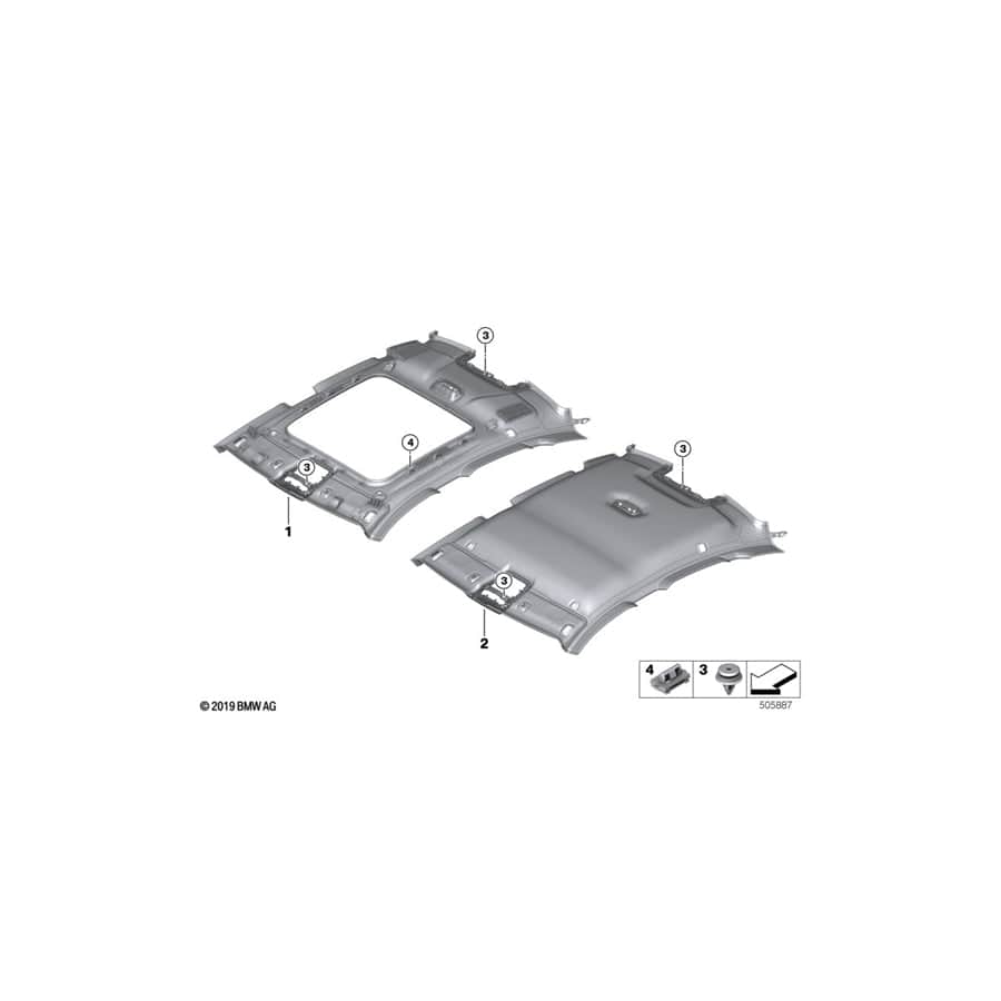 Genuine BMW 51447956436 F44 Headlining Panoramic Roof EVERESTGREY (Inc. 228iX)