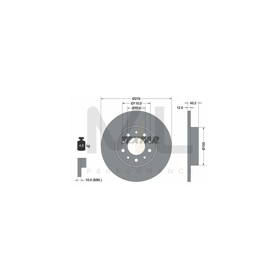 TEXTAR PRO 92145203 Brake Disc Solid, Coated, without wheel hub, without wheel studs | Performance Parts Direct Car Parts