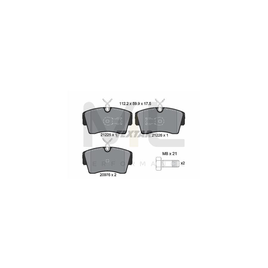 TEXTAR 2122503 Brake pad set prepared for wear indicator, with brake caliper screws | Performance Parts Direct Car Parts
