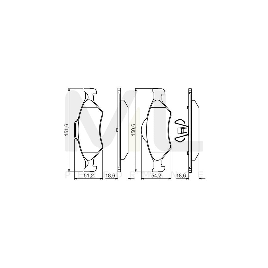 Bosch 0986495247 Brake Pad Set With Piston Clip BP1546 | Performance Parts Direct Car Parts