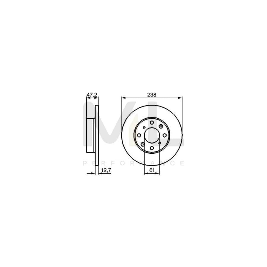 BOSCH 0 986 479 240 Brake Disc Solid, Oiled | Performance Parts Direct Car Parts
