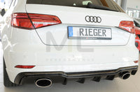 Rieger 00088183 Audi 8V Rear Diffuser for Sport Tailpipe Left & Right (A3 & S3) - Glossy Black