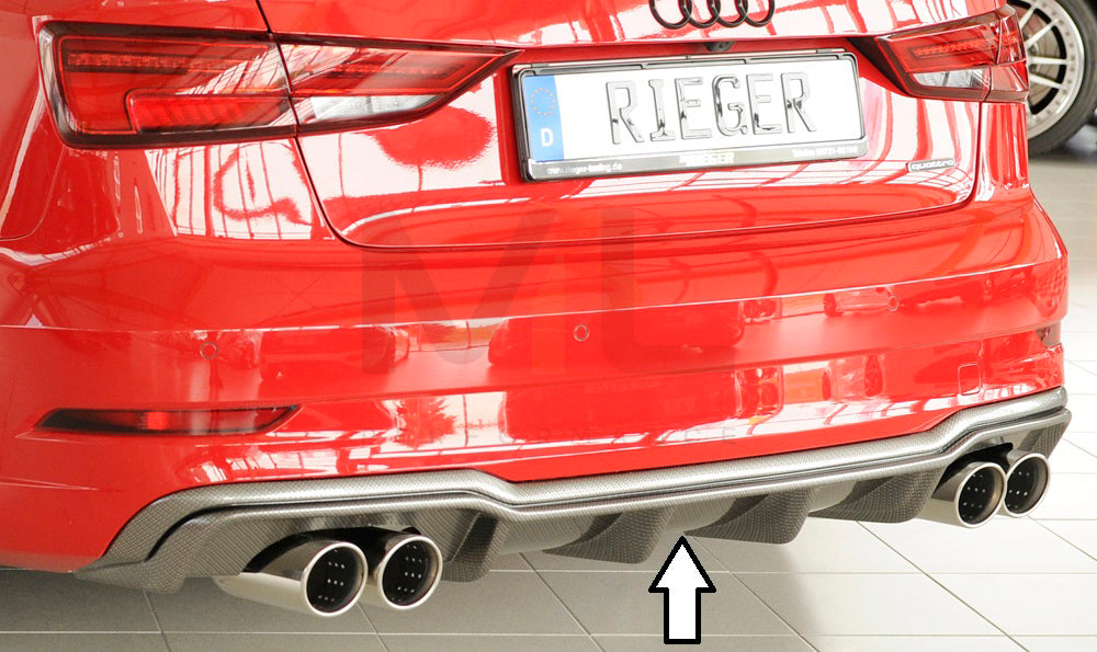 Rieger 00099616 Audi 8V A3 Rear Diffuser for Sport Tailpipe Left & Right - Carbon-Look