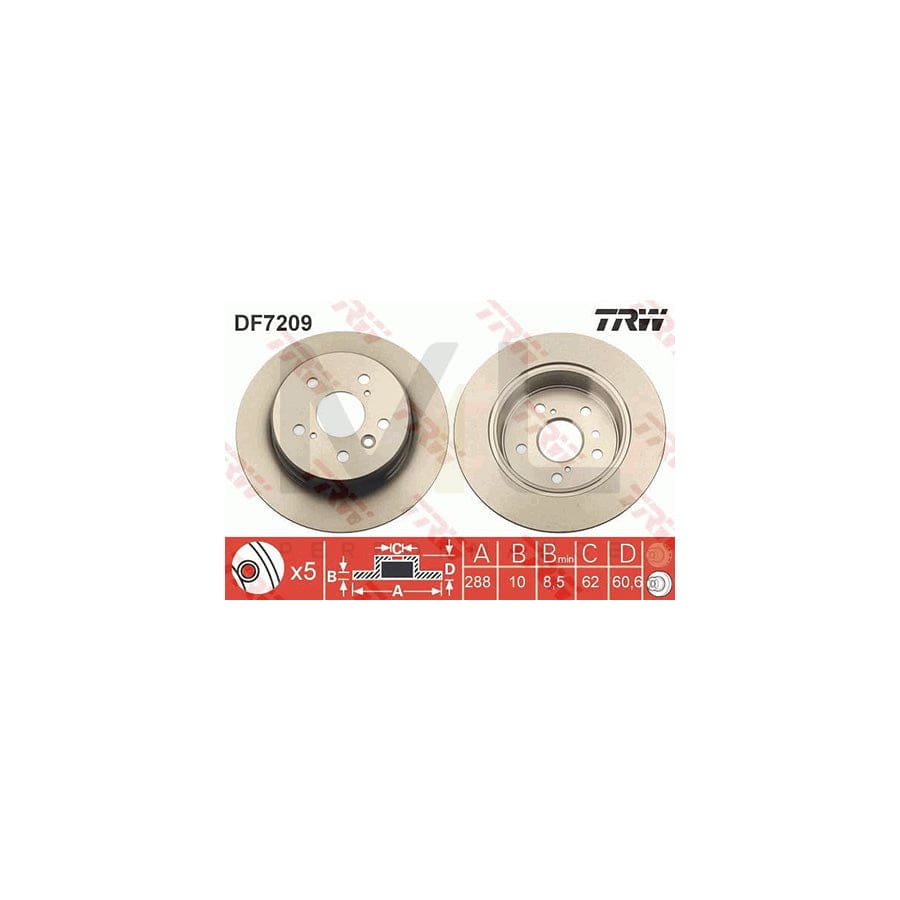 TRW DF7209 Brake Disc Solid, Painted | Performance Parts Direct Car Parts