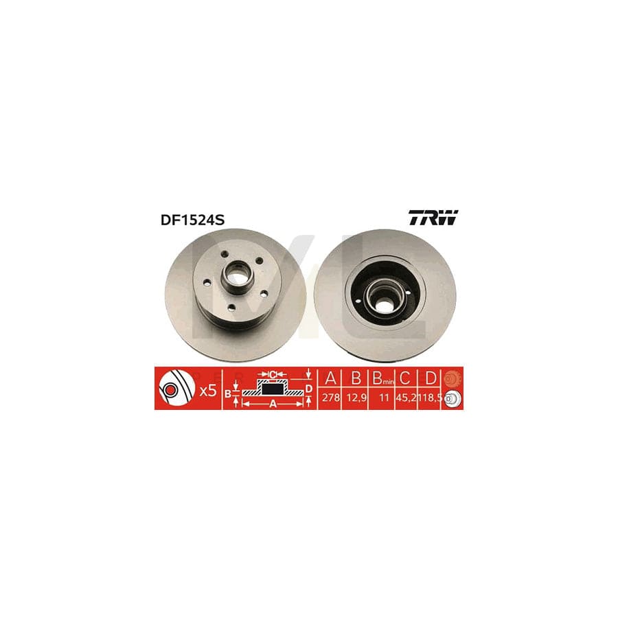 TRW DF1524S Brake Disc for Solid, Painted | Performance Parts Direct Car Parts