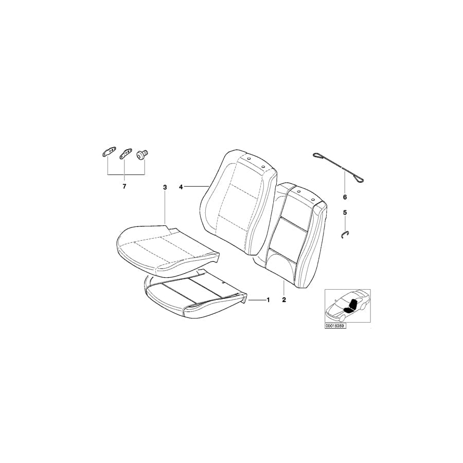 Genuine BMW 52107077549 E53 Seat Cover Leather GRAU (Inc. X5)