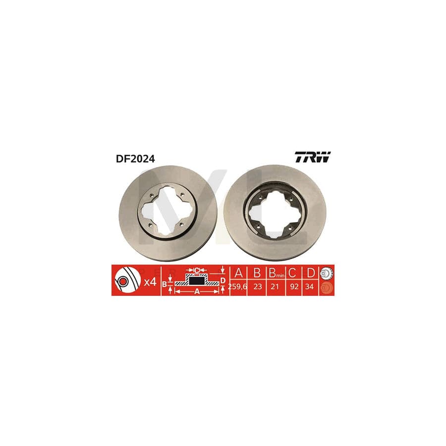 TRW DF2024 Brake Disc Vented, Painted | Performance Parts Direct Car Parts