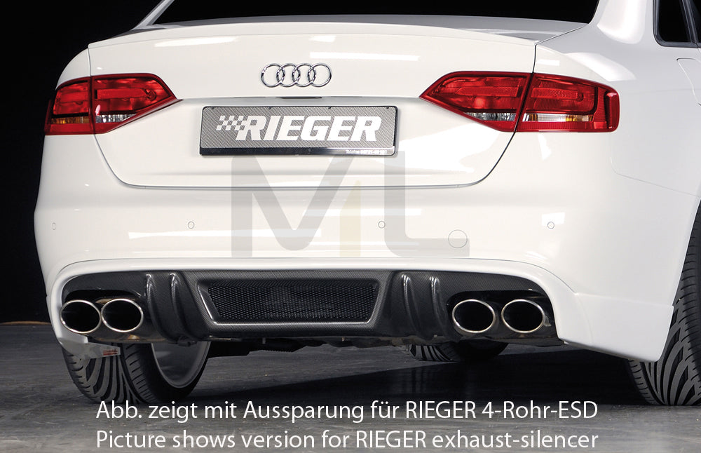 Rieger 00099081 Audi B8 B81 A4 Rear Diffuser for Twin Tailpipe Left - Carbon-Look