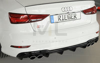 Rieger 00088185 Audi 8V S3 Rear Diffuser for Original Twin Tailpipe Left & Right - Glossy Black