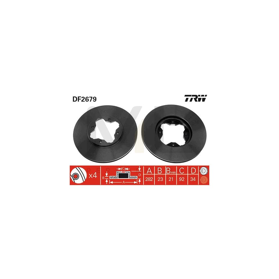 TRW DF2679 Brake Disc Vented, Painted | Performance Parts Direct Car Parts
