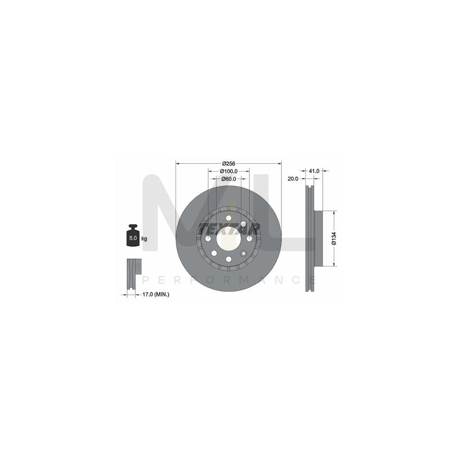 TEXTAR 92056500 Brake Disc Externally Vented, without wheel hub, without wheel studs | Performance Parts Direct Car Parts