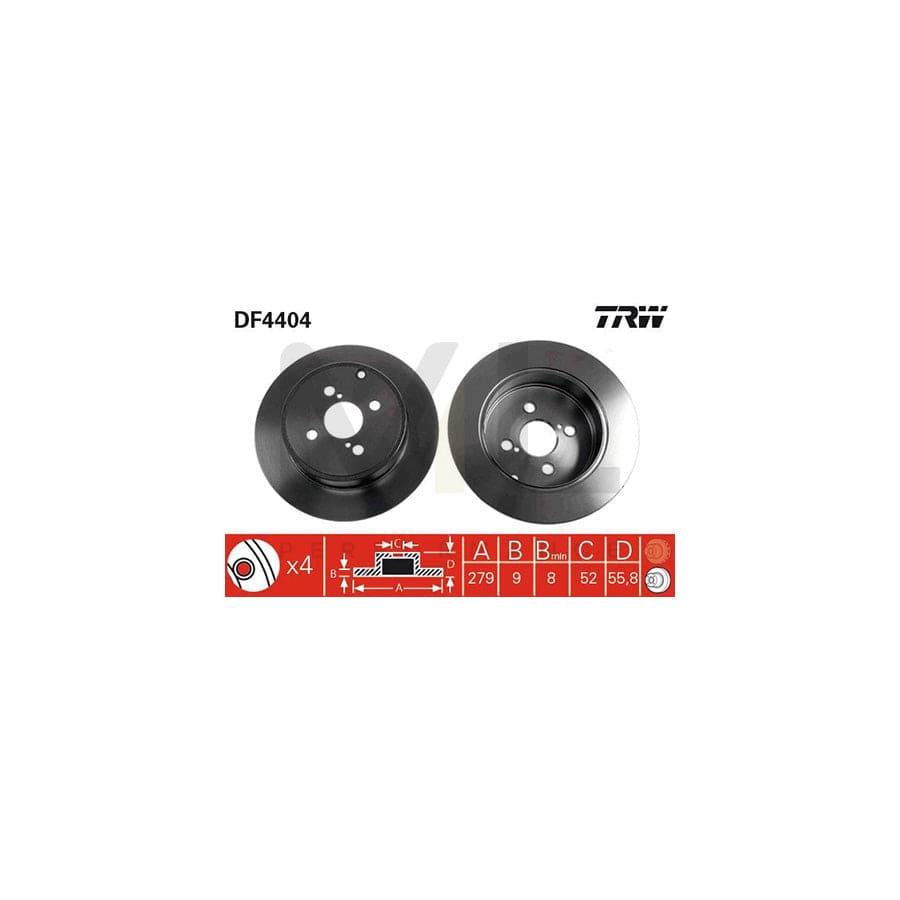 TRW DF4404 Brake Disc for TOYOTA COROLLA Solid, Painted | Performance Parts Direct Car Parts