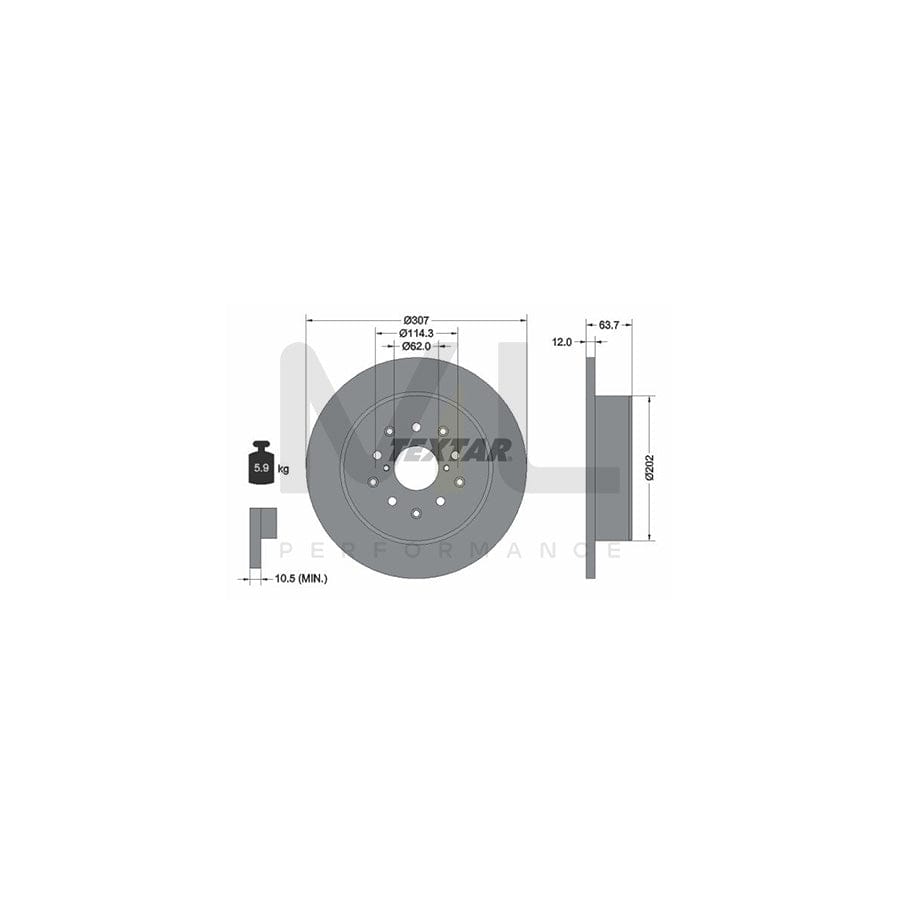 TEXTAR 92170800 Brake Disc Solid, without wheel hub, without wheel studs | Performance Parts Direct Car Parts