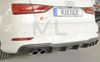 Rieger 00056825 Audi 8V S3 Rear Diffuser for Original Twin Tailpipe Left & Right -  Matte Black