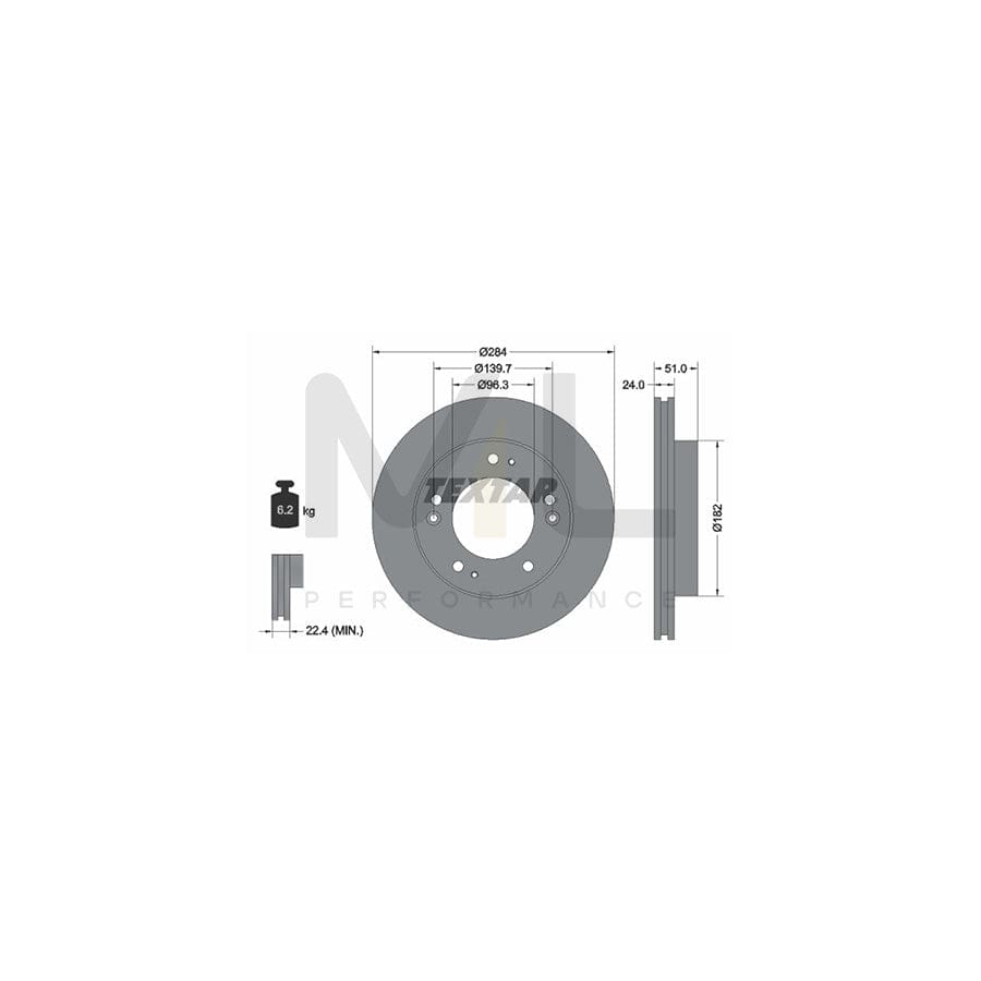 TEXTAR 92104400 Brake Disc Internally Vented, without wheel hub, without wheel studs | Performance Parts Direct Car Parts