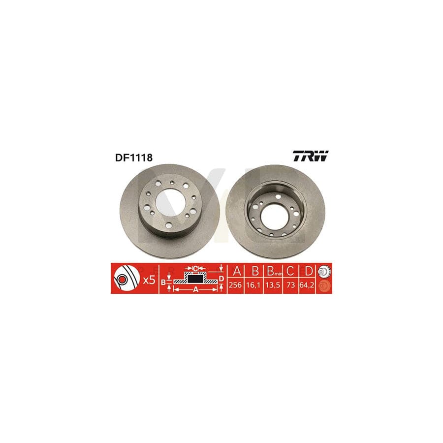 TRW DF1118 Brake Disc Solid, Painted | Performance Parts Direct Car Parts
