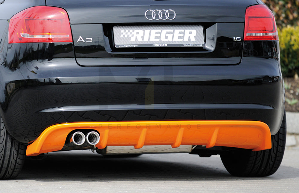 Rieger 00056776 Audi 8P A3 Rear Diffuser for Twin Tailpipe Left -  Matte Black