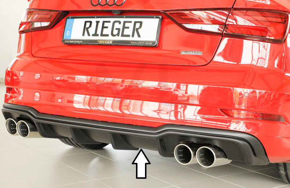 Rieger 00056826 Audi 8V A3 Rear Diffuser for Sport Tailpipe Left & Right -  Matte Black