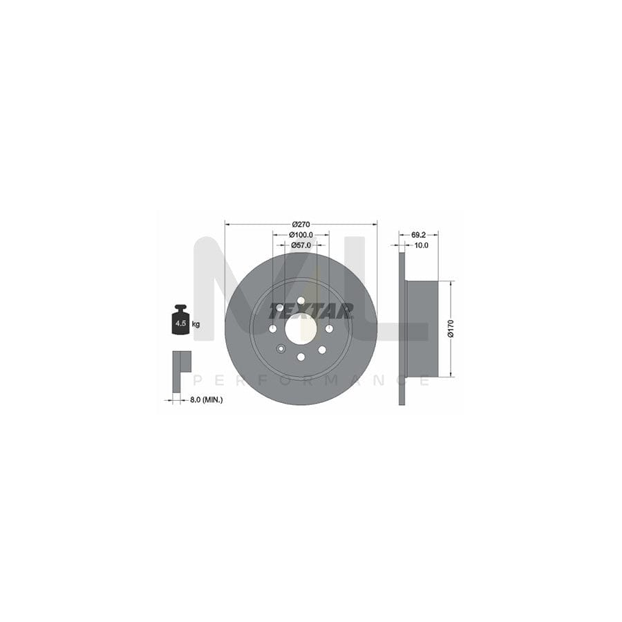 TEXTAR 92075500 Brake Disc Solid, without wheel hub, without wheel studs | Performance Parts Direct Car Parts