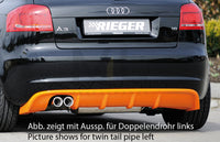 Rieger 00056777 Audi 8P A3 Rear Diffuser for Sport Tailpipe Left & Right -  Matte Black