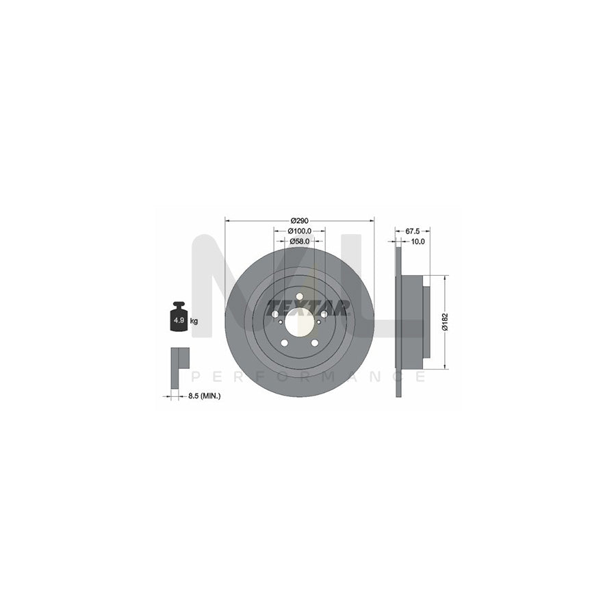 TEXTAR 92158800 Brake Disc Solid, without wheel hub, without wheel studs | Performance Parts Direct Car Parts