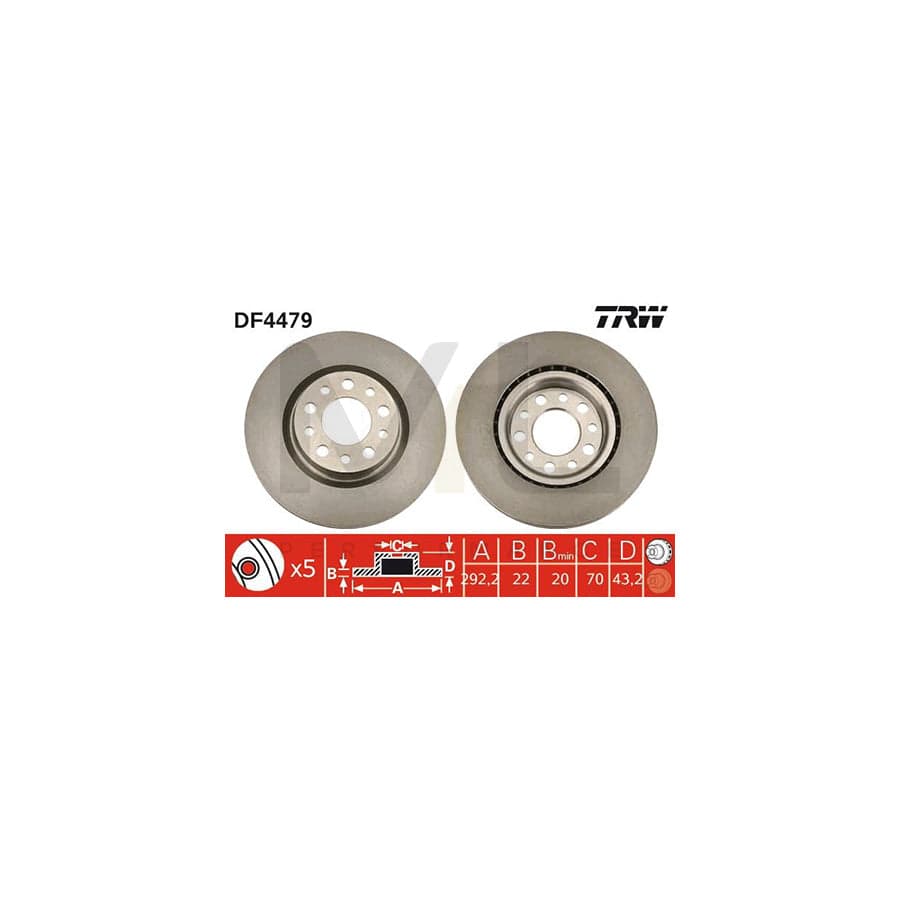 TRW DF4479 Brake Disc Vented, Painted | Performance Parts Direct Car Parts