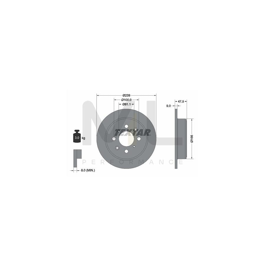 TEXTAR 92077900 Brake Disc Solid, without wheel hub, without wheel studs | Performance Parts Direct Car Parts