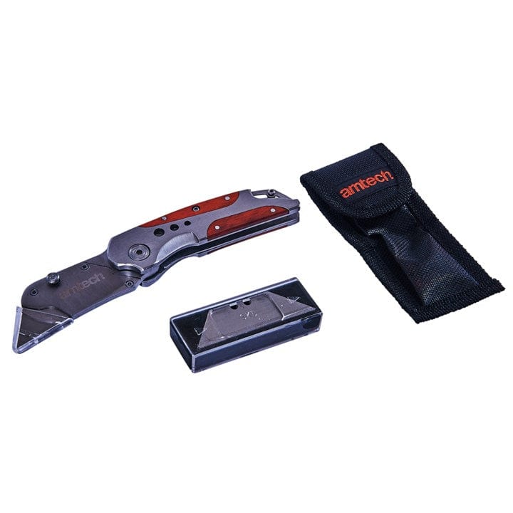 Amtech Folding Lock-Back Utility Knife - Wooden Grip | Performance Parts DirectDIY & Power Tools