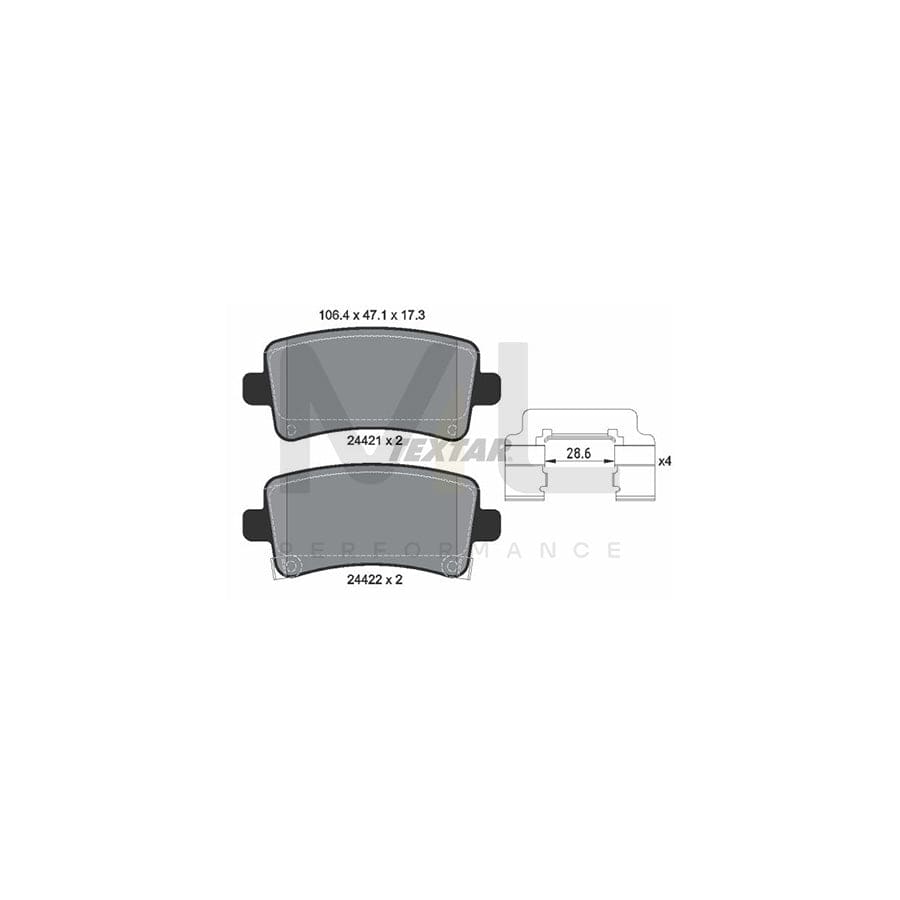 TEXTAR 2442102 Brake pad set with acoustic wear warning, with accessories