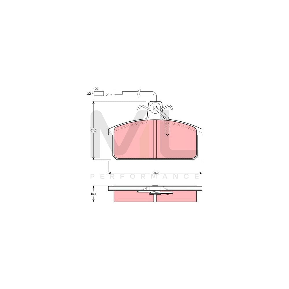 TRW Gdb422 Brake Pad Set Incl. Wear Warning Contact, With Brake Caliper Screws, With Accessories | Performance Parts Direct Car Parts