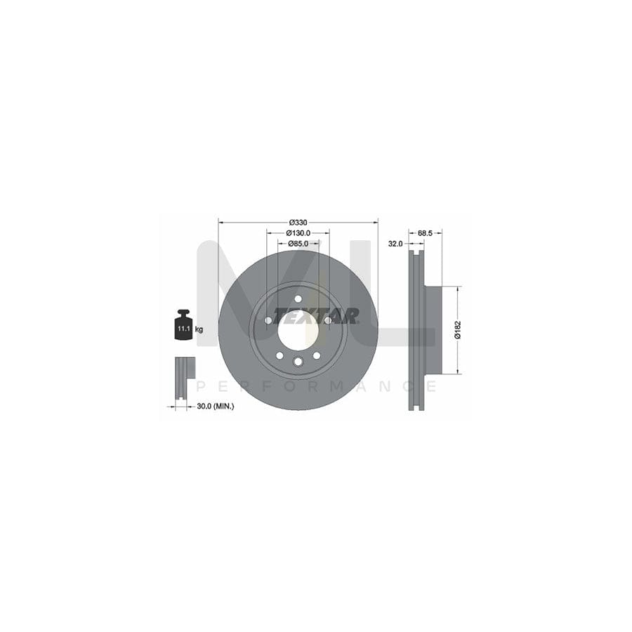 TEXTAR 92121600 Brake Disc Internally Vented, without wheel hub, without wheel studs | Performance Parts Direct Car Parts