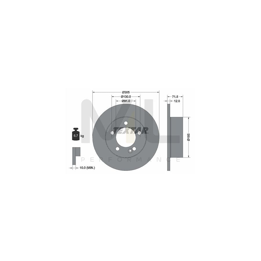 TEXTAR 92228800 Brake Disc Solid, without wheel hub, without wheel studs | Performance Parts Direct Car Parts