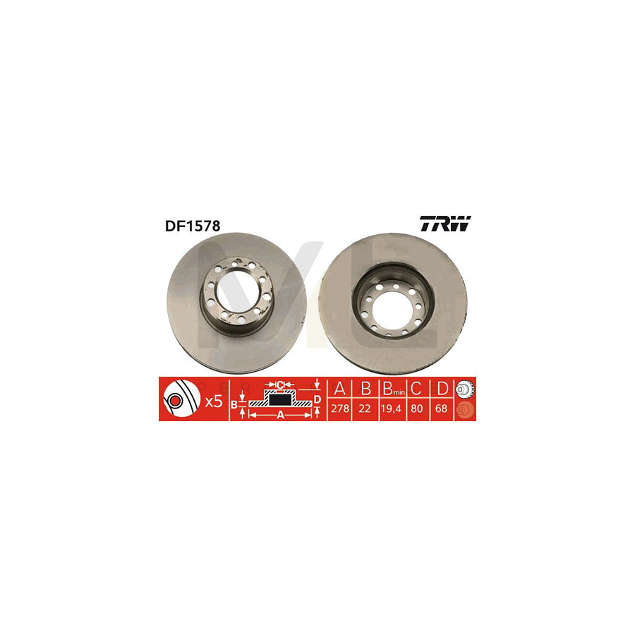 TRW DF1578 Brake Disc Vented | Performance Parts Direct Car Parts