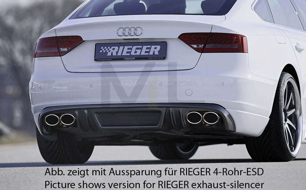 Rieger 00099882 Audi B8 B81 A5 Rear Diffuser for Original Twin Tailpipe Left - Carbon-Look