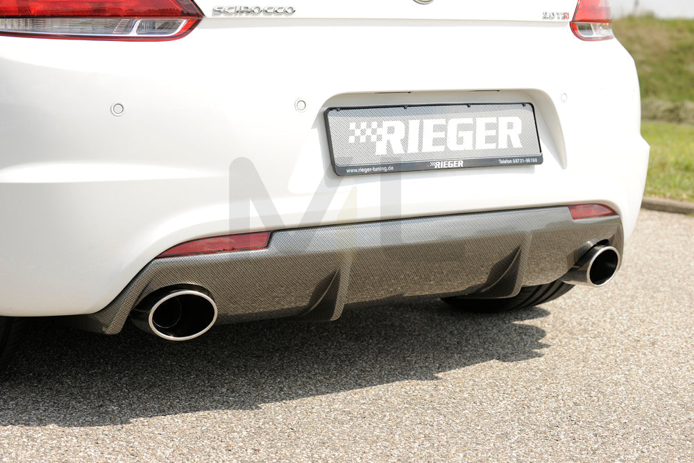 Rieger 00099254 VW 13 Mk3 Scirocco Rear Diffuser for Sport Tailpipe Left & Right - Carbon-Look