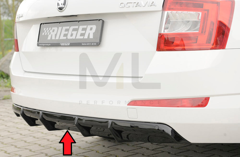 Rieger 00088111 Skoda 5E Octavia Rear Diffuser - Glossy Black